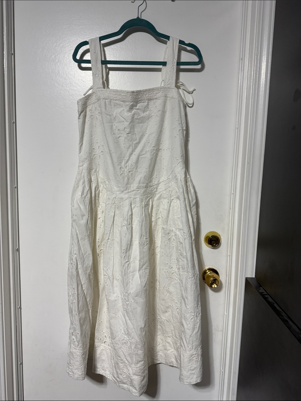 Free People Cream Eyelet Midi Dress with Adjustable Straps